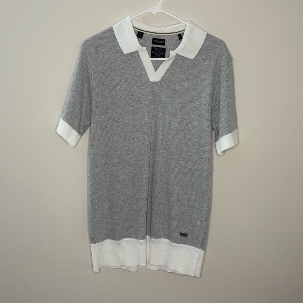 Buffalo David Bitton Gray and White Polo Shirt
